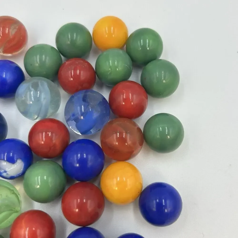 Vintage Marbles Lot Of 46 Various Colors Sizes VTG Old Skool Games